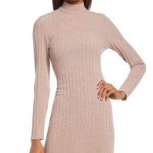 NWT Floret Studios Twist Back Long Sleeve Ribbed Sweater Dress, Mocha, Sz Medium